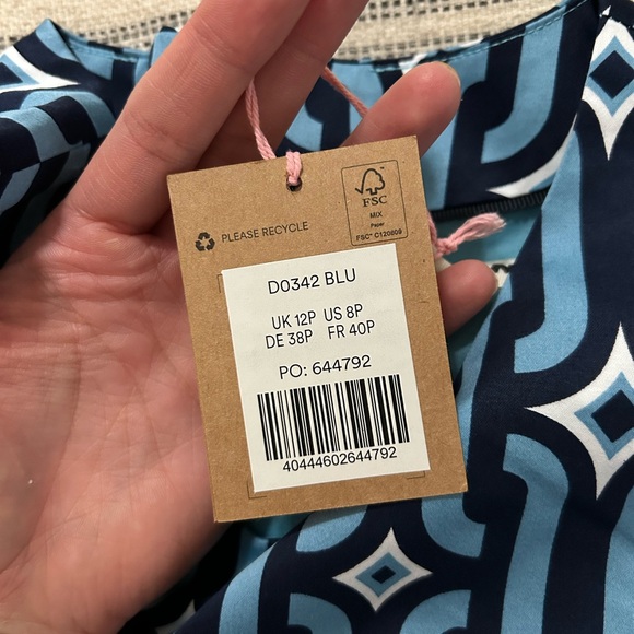 Boden Navy and White Patterned Mini Dress - Picture 5 of 5